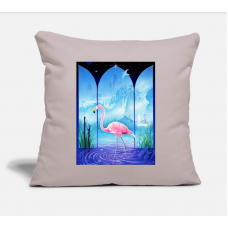 Cosmic Flamingo Light Taupe Pillow